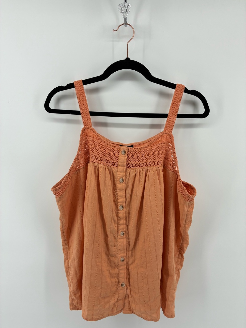 torrid Peach Crochet Yoke Button-Front Camisole